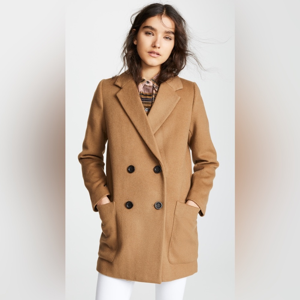 Wool blend camel-double-breasted-blazer-womens-madewell-brown
